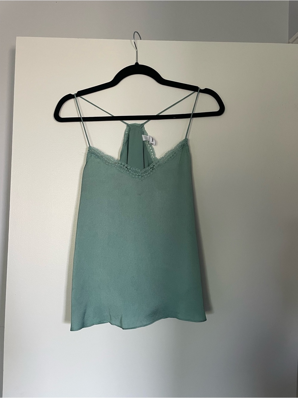 MNG Aqua Green Lace-Trim Satin Camisole